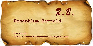 Rosenblum Bertold névjegykártya
